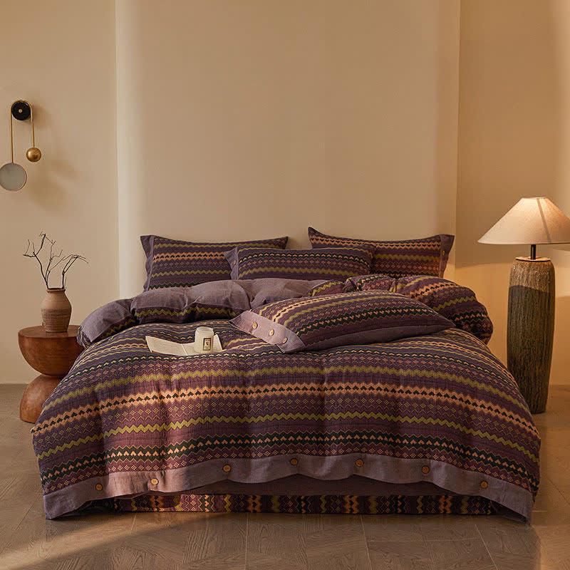 Ownkoti Wavy Stripe Cotton Double Gauze Bedding Set(4PCS) - image 9
