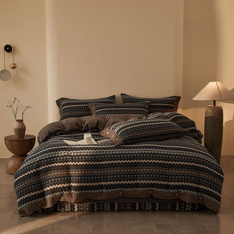 Ownkoti Wavy Stripe Cotton Double Gauze Bedding Set(4PCS) - image 6