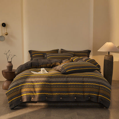 Ownkoti Wavy Stripe Cotton Double Gauze Bedding Set(4PCS) - image 1