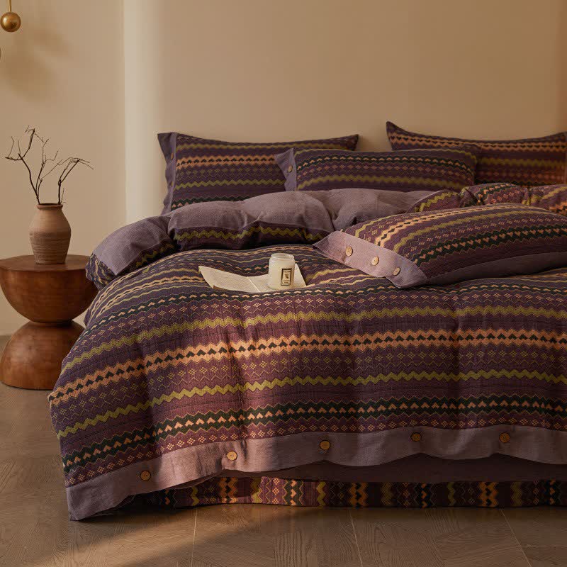 Ownkoti Wavy Stripe Cotton Double Gauze Bedding Set(4PCS) - image 10