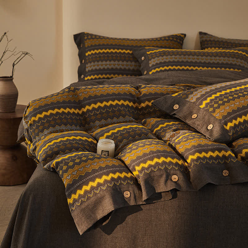 Ownkoti Wavy Stripe Cotton Double Gauze Bedding Set(4PCS) - image 2