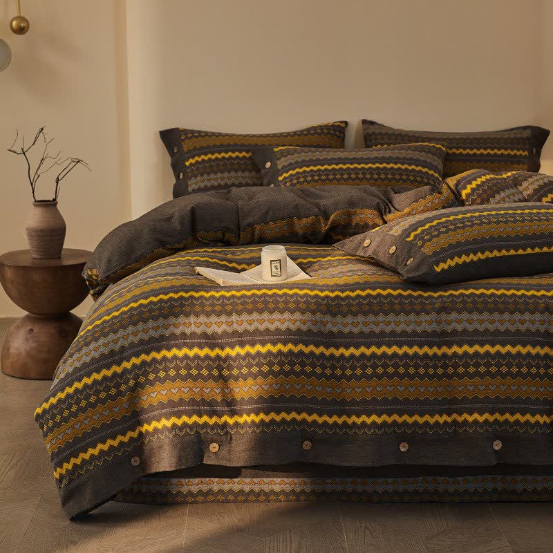 Ownkoti Wavy Stripe Cotton Double Gauze Bedding Set(4PCS) - image 3