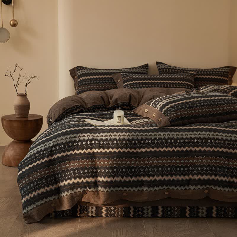 Ownkoti Wavy Stripe Cotton Double Gauze Bedding Set(4PCS) - image 7
