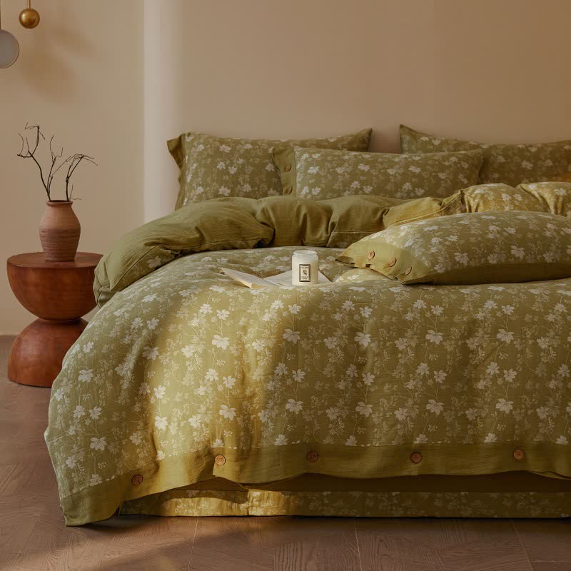 Ownkoti Botanical Floral Cotton Double Gauze Bedding Set(4PCS) - image 2