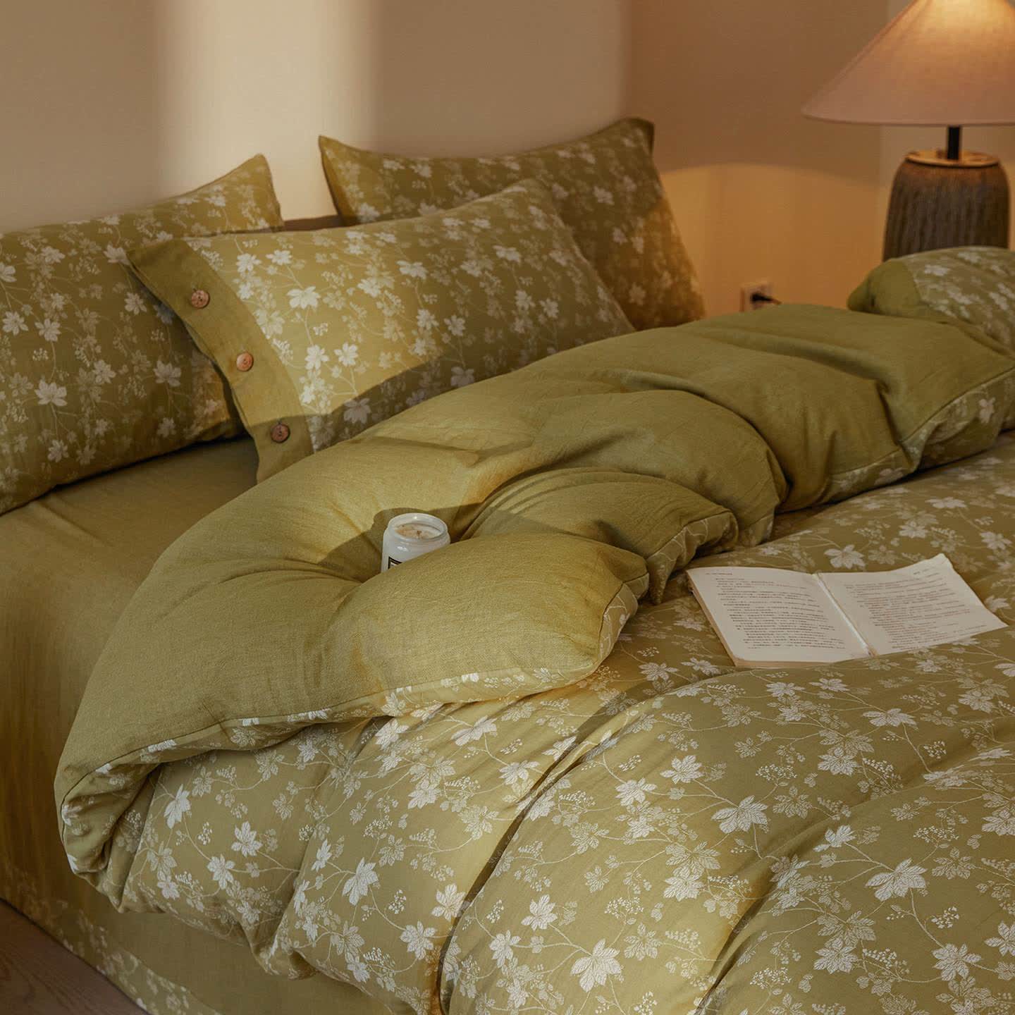 Ownkoti Botanical Floral Cotton Double Gauze Bedding Set(4PCS) - King - image 0