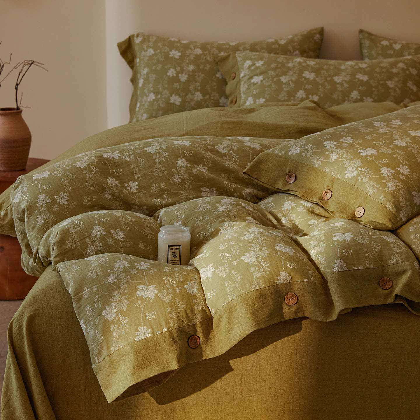 Ownkoti Botanical Floral Cotton Double Gauze Bedding Set(4PCS) - image 3