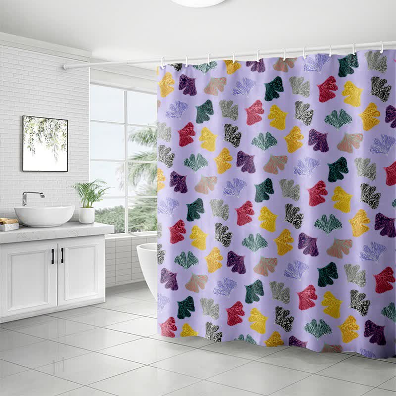 Ownkoti Colorful Ginkgo Leaf Print Shower Curtain - image 1