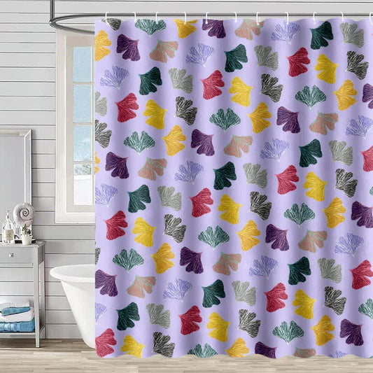 Ownkoti Colorful Ginkgo Leaf Print Shower Curtain - Purple - 90"W x 71"L - image 0
