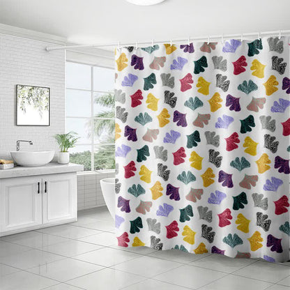 Ownkoti Colorful Ginkgo Leaf Print Shower Curtain - image 3