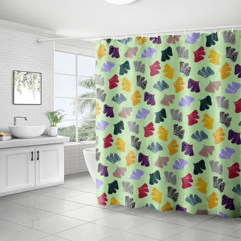 Ownkoti Colorful Ginkgo Leaf Print Shower Curtain - image 5