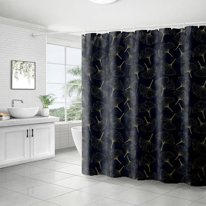 Ownkoti Line Art Ginkgo Leaf Print Shower Curtain - image 7