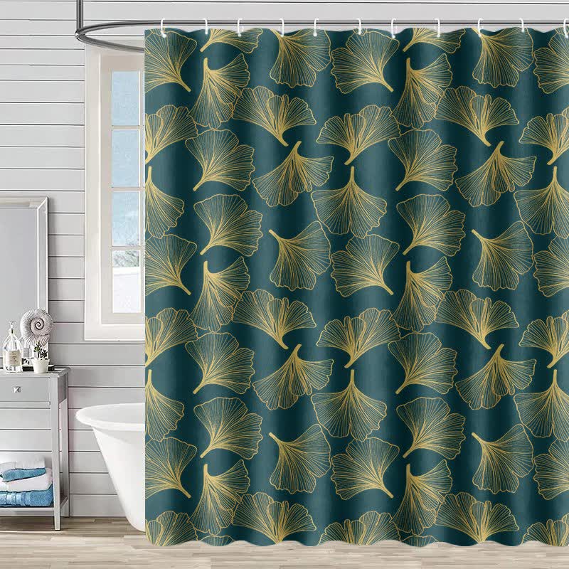 Ownkoti Ginkgo Botanical Print Shower Curtain - Green - 90"W x 71"L - image 2
