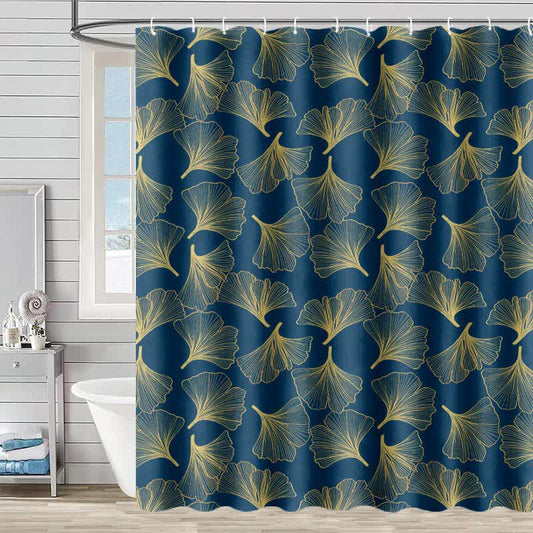 Ownkoti Ginkgo Botanical Print Shower Curtain - Blue - 90"W x 71"L - image 0