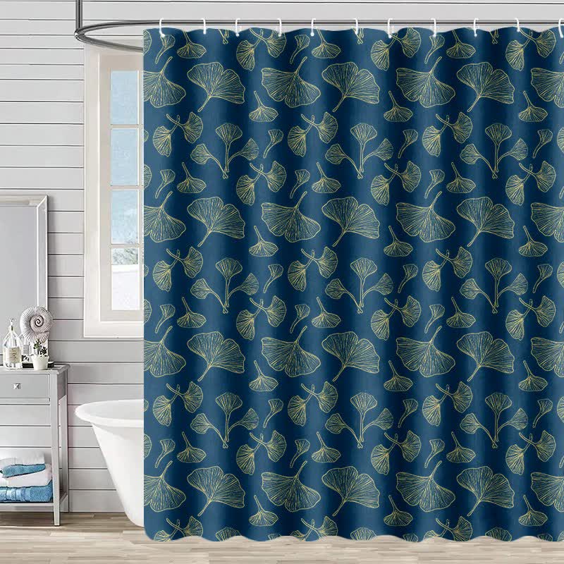 Ownkoti Ginkgo Inspired Print Shower Curtain - Blue - 90"W x 71"L - image 2