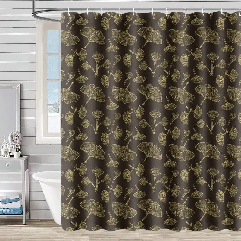 Ownkoti Ginkgo Inspired Print Shower Curtain - Dark Gray - 90"W x 71"L - image 6