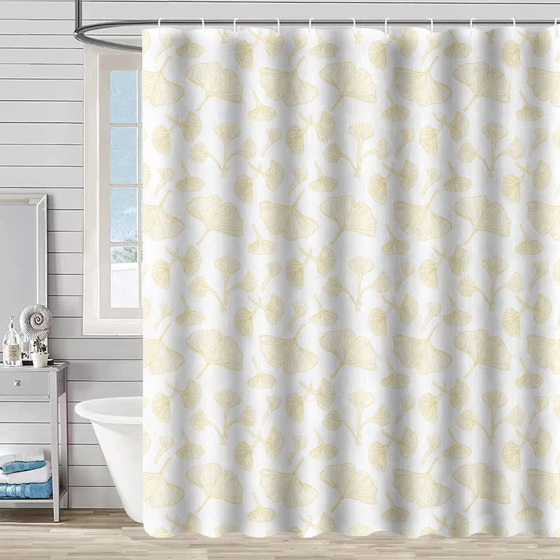 Ownkoti Ginkgo Inspired Print Shower Curtain - Beige - 90"W x 71"L - image 4
