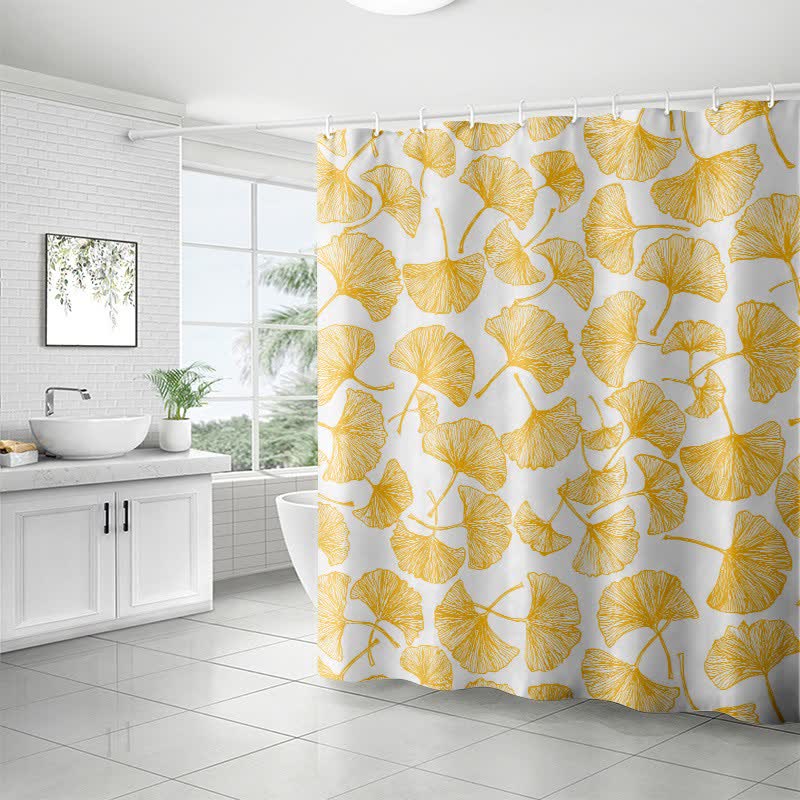 Ownkoti Artistic Ginkgo Leaf Print Shower Curtain - image 7