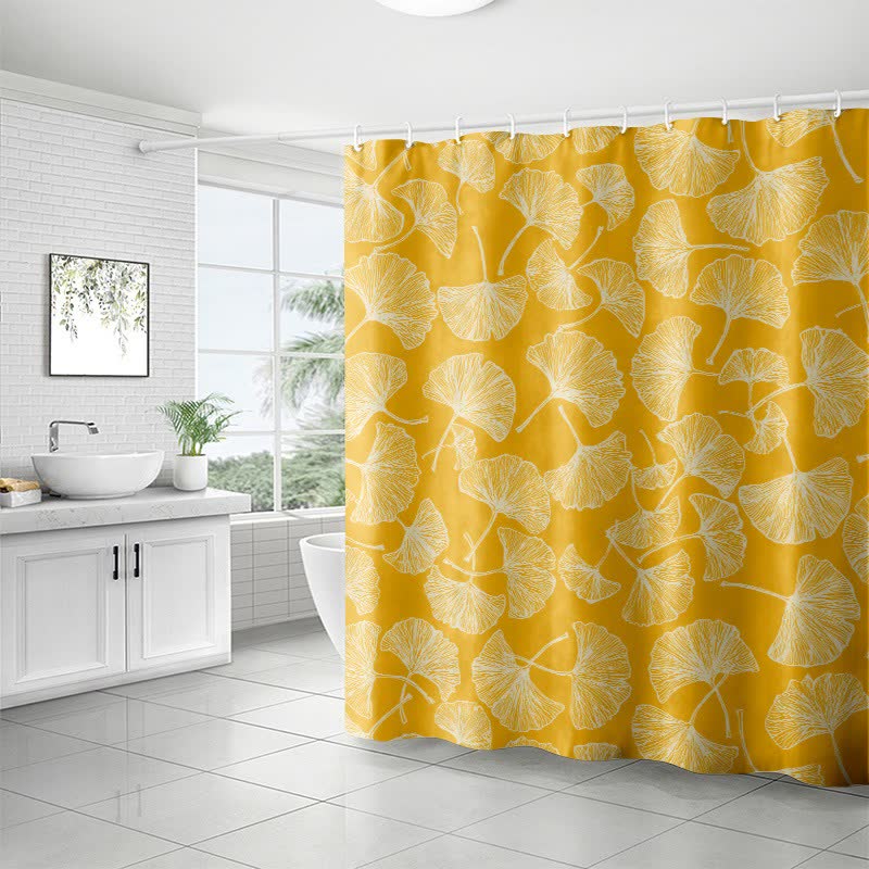 Ownkoti Artistic Ginkgo Leaf Print Shower Curtain - image 1