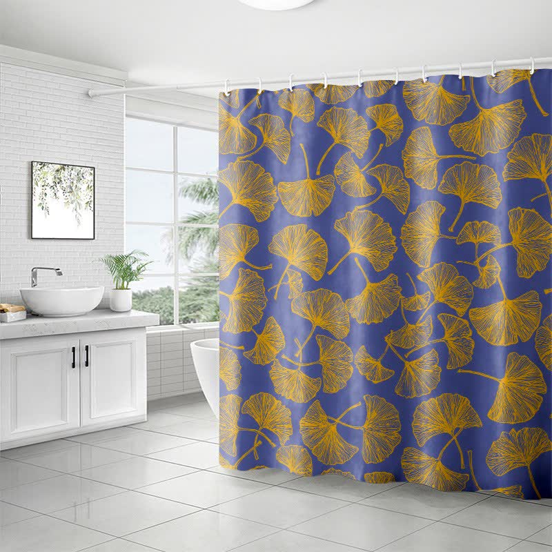 Ownkoti Artistic Ginkgo Leaf Print Shower Curtain - image 5