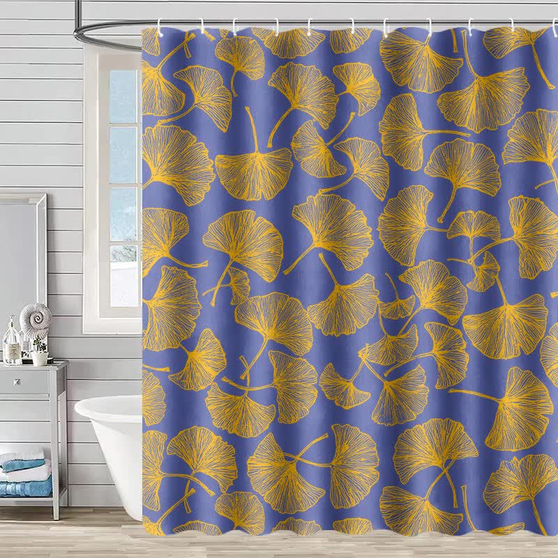 Ownkoti Artistic Ginkgo Leaf Print Shower Curtain - Purple - 90"W x 71"L - image 4