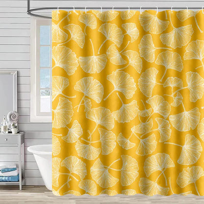Ownkoti Artistic Ginkgo Leaf Print Shower Curtain - Yellow - 90"W x 71"L - image 0