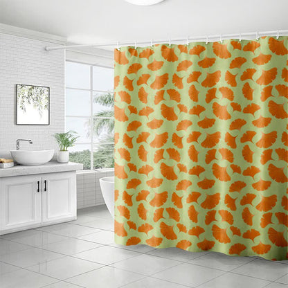 Ownkoti Orange Ginkgo Leaf Print Shower Curtain - image 5