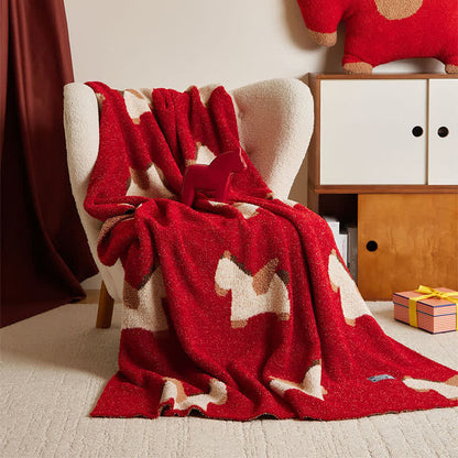 Ownkoti Festive Horse Motif Soft Knit Throw Blanket - image 4