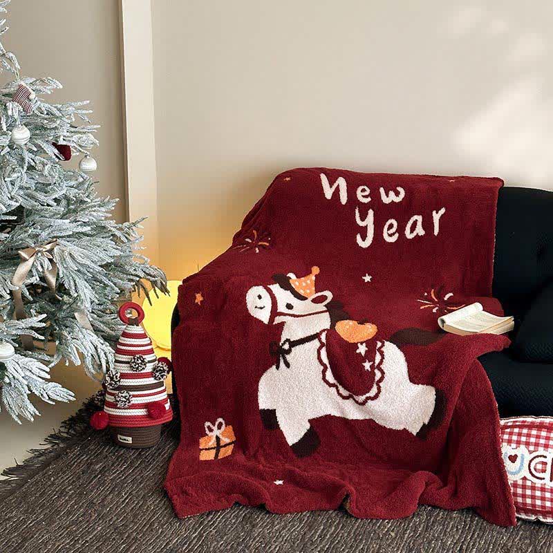 Ownkoti Exquisite Horse Knit Festive Throw Blanket - 51"W x 67"L - image 0