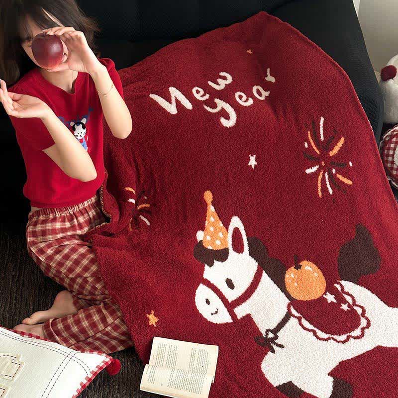 Ownkoti Exquisite Horse Knit Festive Throw Blanket - image 7