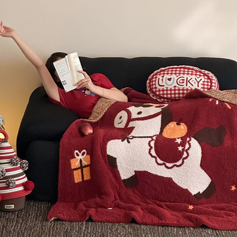 Ownkoti Exquisite Horse Knit Festive Throw Blanket - image 2