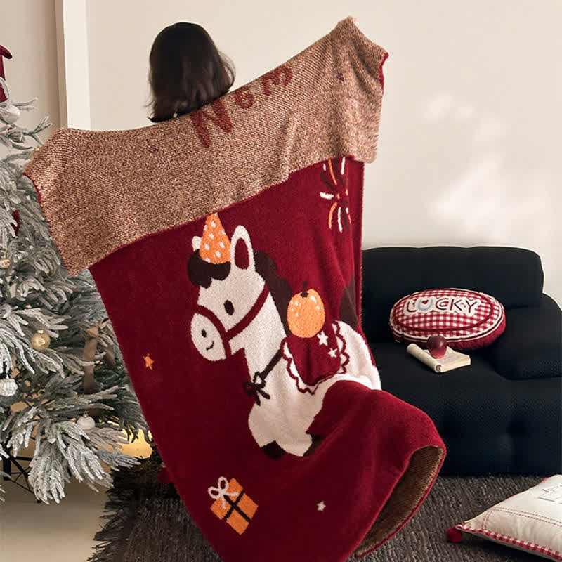 Ownkoti Exquisite Horse Knit Festive Throw Blanket - image 6