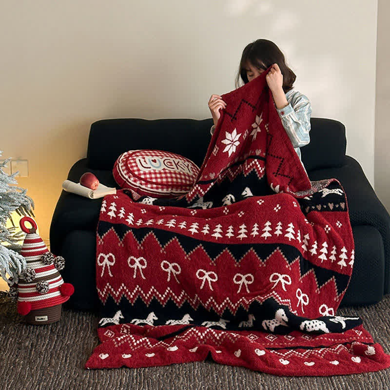 Ownkoti Vintage Nordic Horse & Snowflake Throw Blanket - image 3