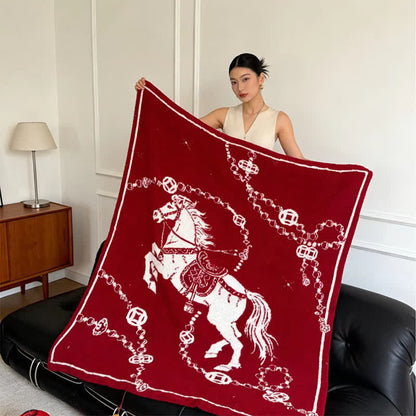 Ownkoti Artistic Galloping Horse Knitted Throw Blanket - 51"W x 67"L - image 0