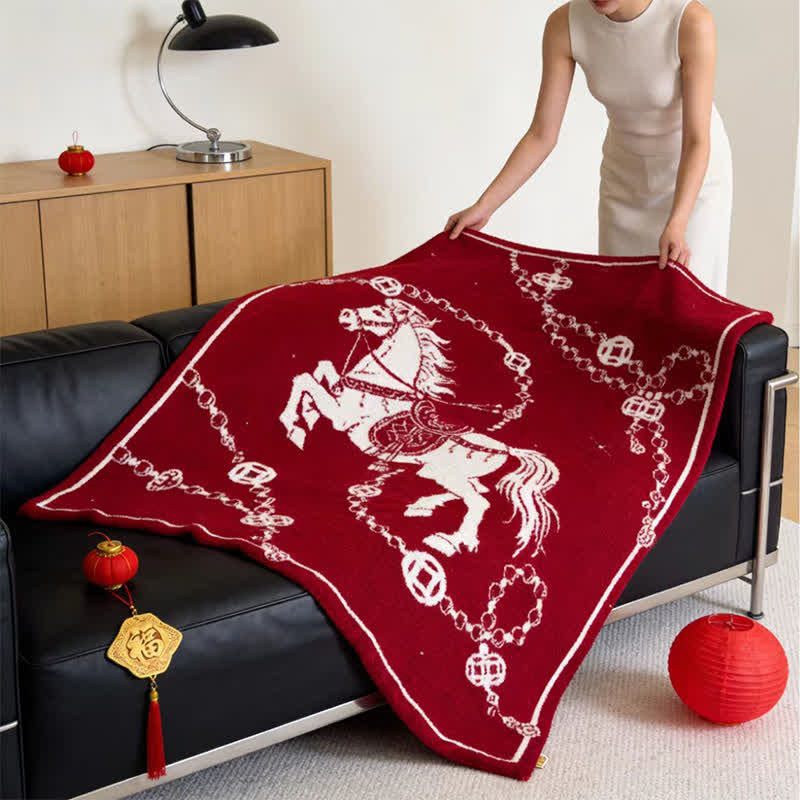 Ownkoti Artistic Galloping Horse Knitted Throw Blanket - image 1