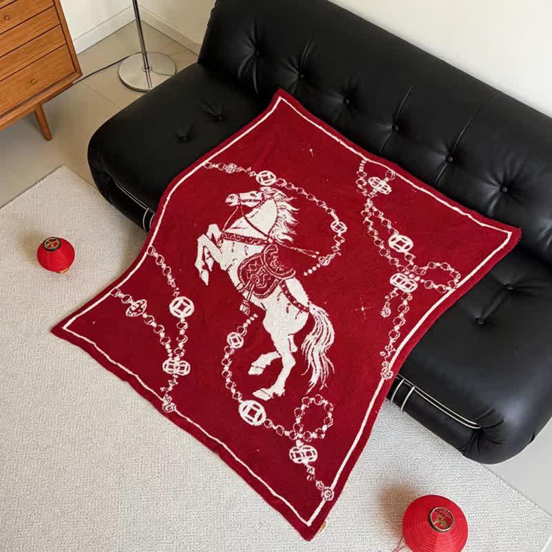 Ownkoti Artistic Galloping Horse Knitted Throw Blanket - image 3