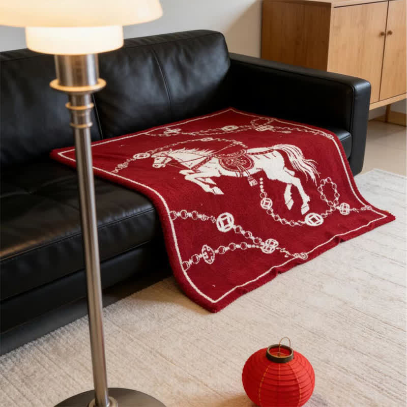 Ownkoti Artistic Galloping Horse Knitted Throw Blanket - image 4