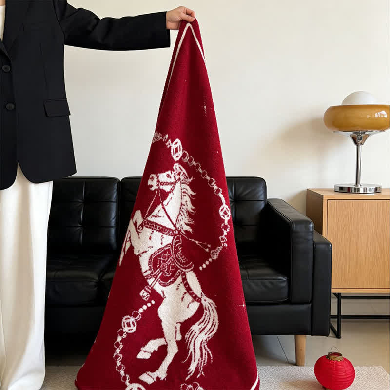 Ownkoti Artistic Galloping Horse Knitted Throw Blanket - image 5