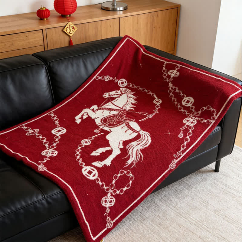 Ownkoti Artistic Galloping Horse Knitted Throw Blanket - image 2