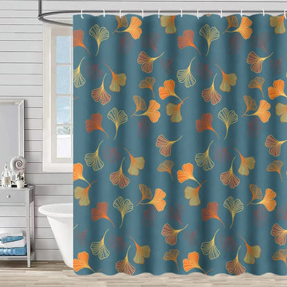 Ownkoti Elegant Ginkgo Leaf Print Shower Curtain - Blue - 90"W x 71"L - image 0