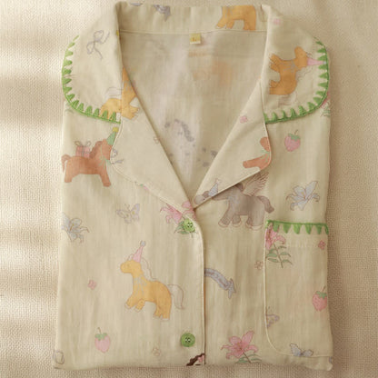 Ownkoti Cartoon Pony & Floral Brushed Cotton Pajamas - image 7