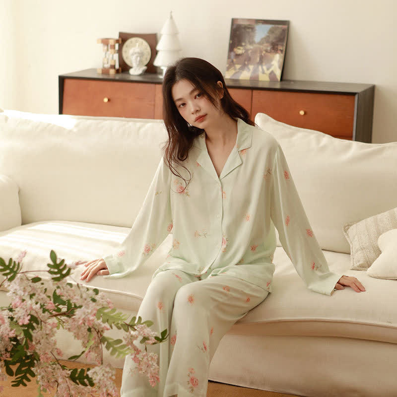 Ownkoti Fresh Green Floral Pajama Set - Green - Long Seelve - XL - image 0