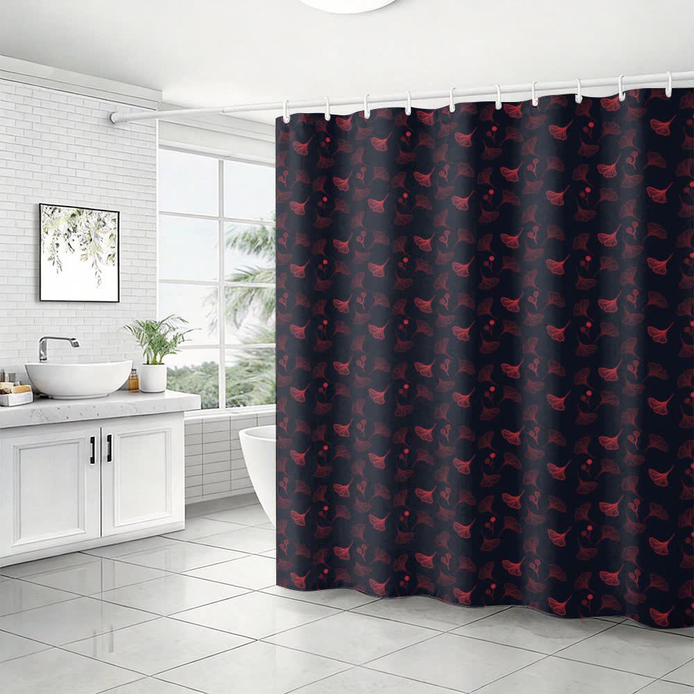 Ownkoti Ginkgo Leaf Print Shower Curtain