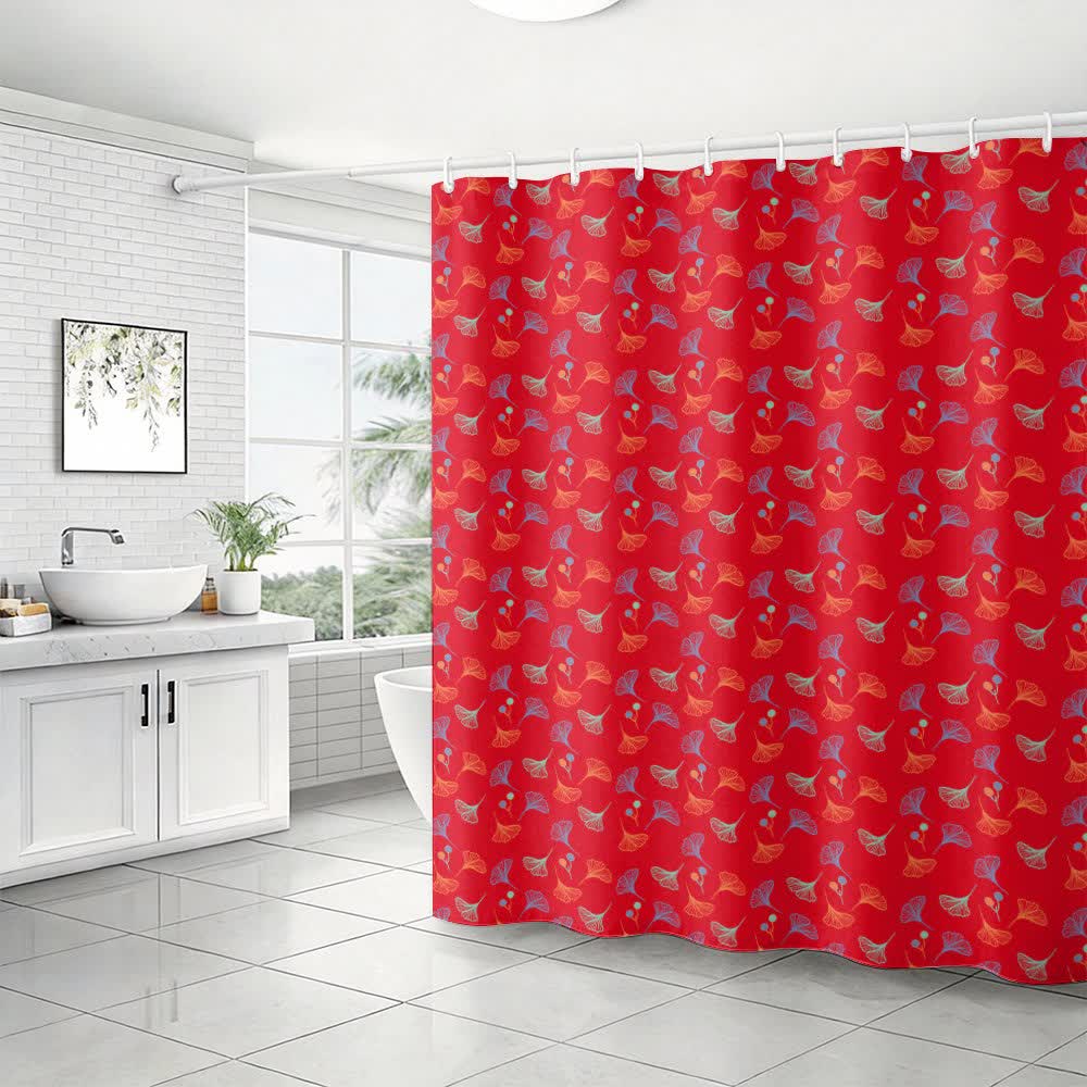 Ownkoti Ginkgo Leaf Print Shower Curtain - Thumbnail 4