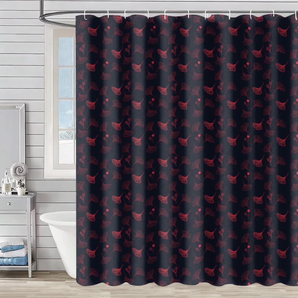 Ownkoti Ginkgo Leaf Print Shower Curtain - Thumbnail 3