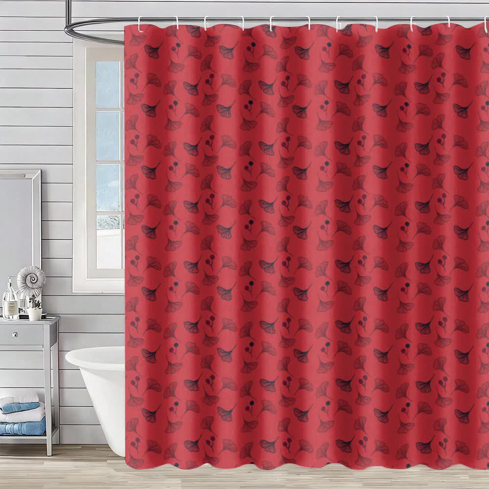 Ownkoti Ginkgo Leaf Print Shower Curtain - Thumbnail 2