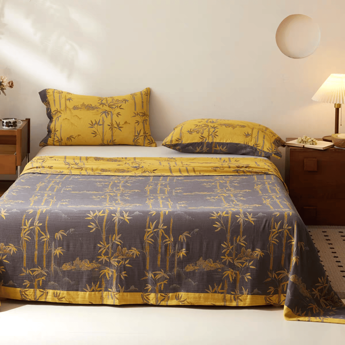 Ownkoti Bamboo Print Cotton Gauze Yarn-dyed Reversible Coverlet - image 4