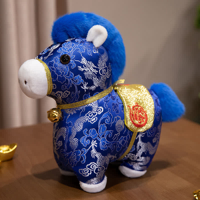 Ownkoti Brocade Horse Zodiac Mascot Stuffed Animal  - Blue - 4PCS - 9"H - image 2