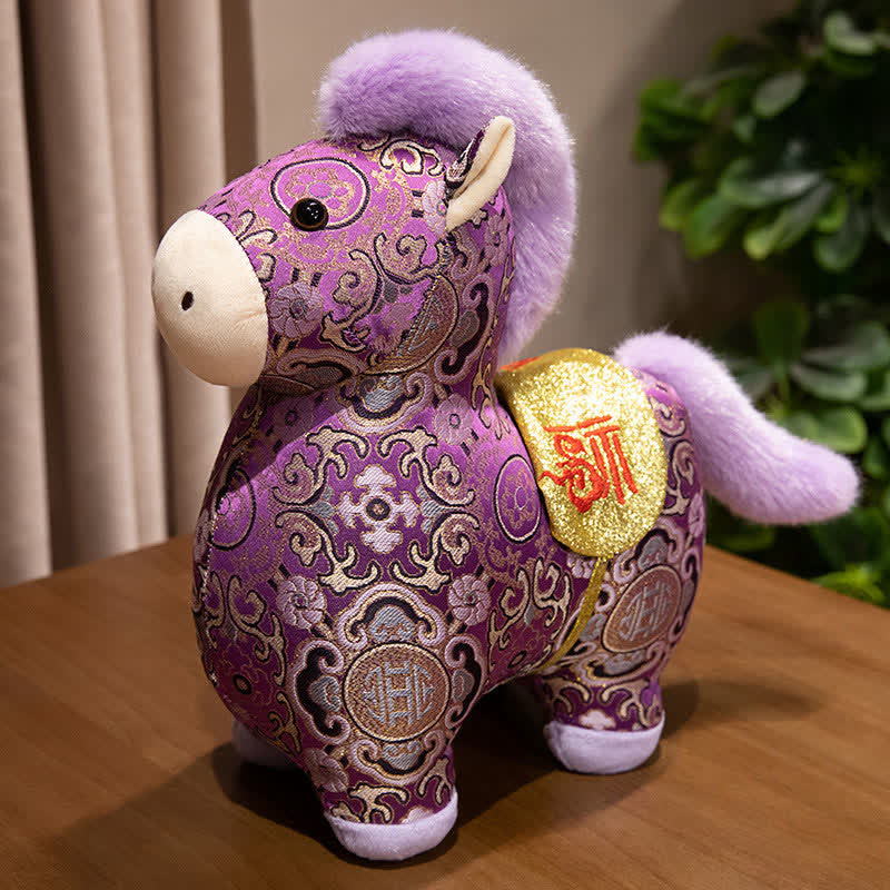 Ownkoti Brocade Horse Zodiac Mascot Stuffed Animal  - Purple - 4PCS - 9"H - image 3