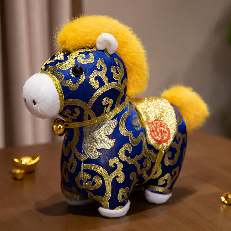 Ownkoti Brocade Horse Zodiac Mascot Stuffed Animal  - Dark Blue - 4PCS - 9"H - image 1