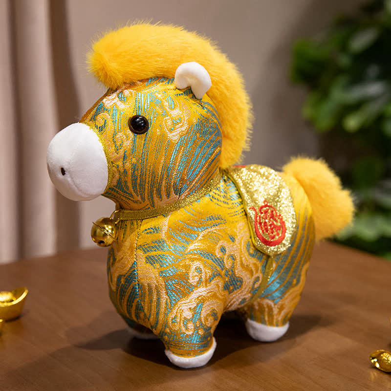 Ownkoti Brocade Horse Zodiac Mascot Stuffed Animal  - Yellow - 4PCS - 9"H - image 0